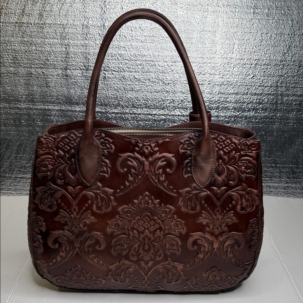 Source Unknown Embossed Floral Tote - Dark Brown
